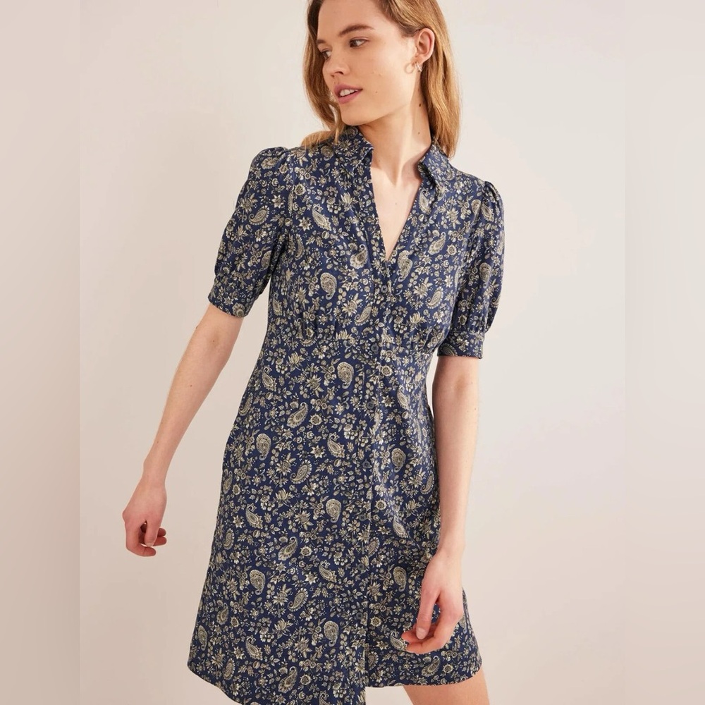 Boden Navy Blue Paisley Mini Dress